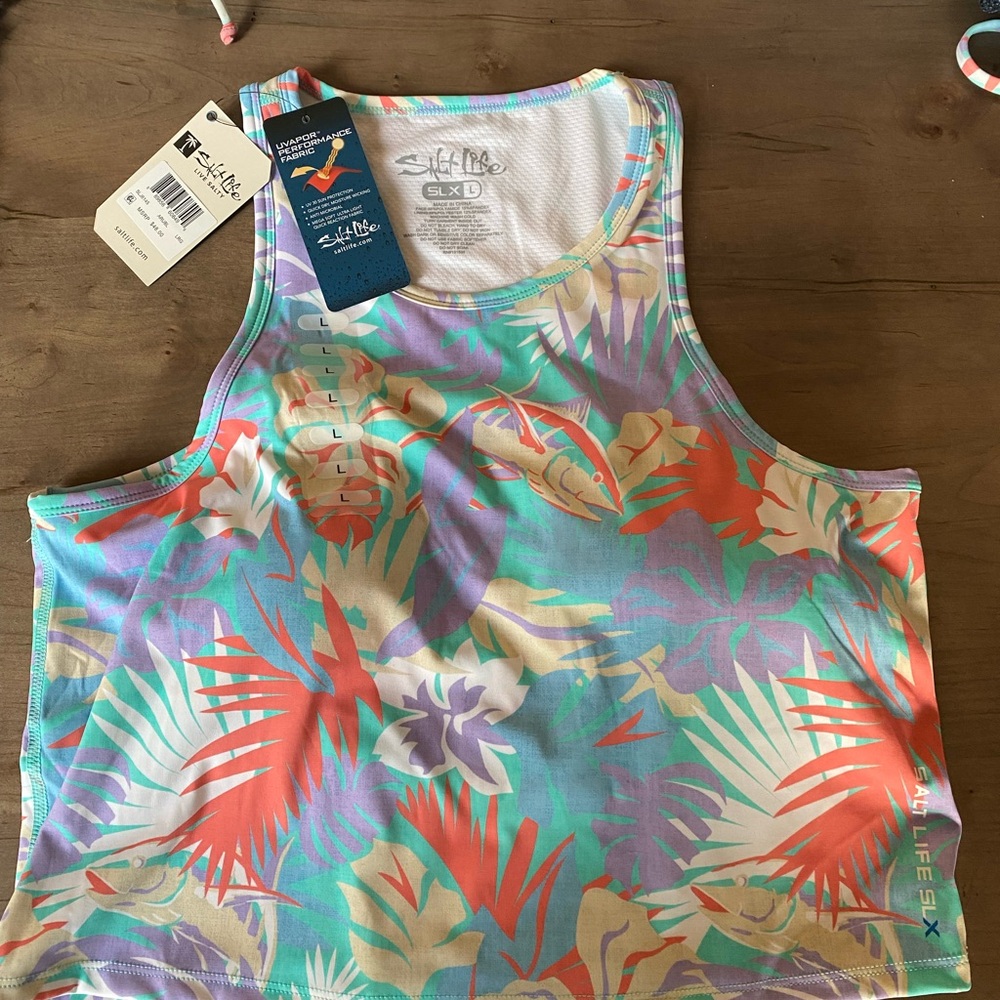 Salt Life Tropical Tankini Swimsuit Top Razorback SLX UVAPOR NWT